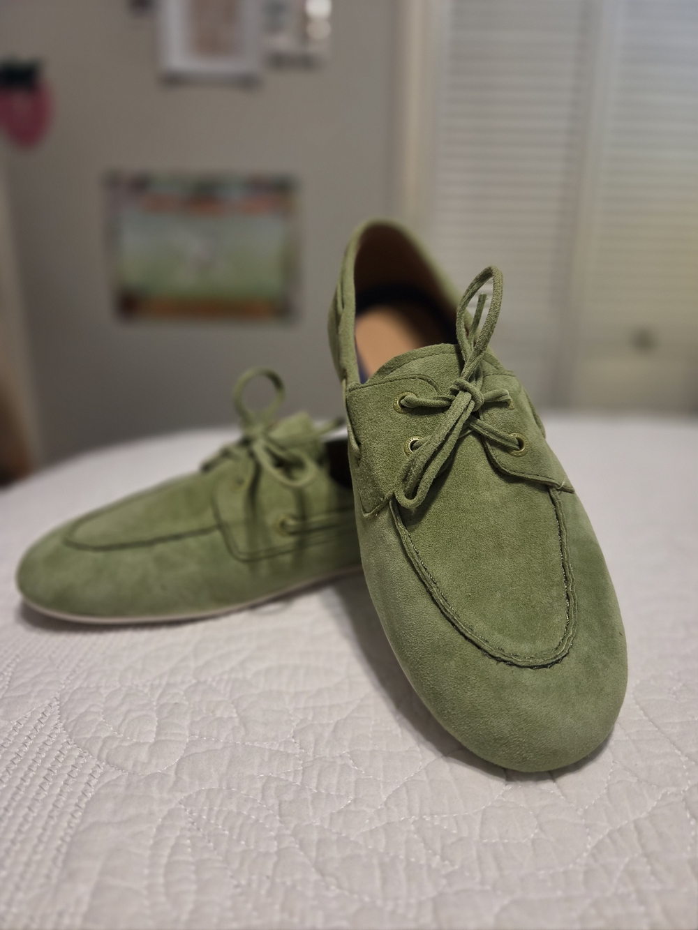 Sperry Olive Green Suede Women's Boat Loafers